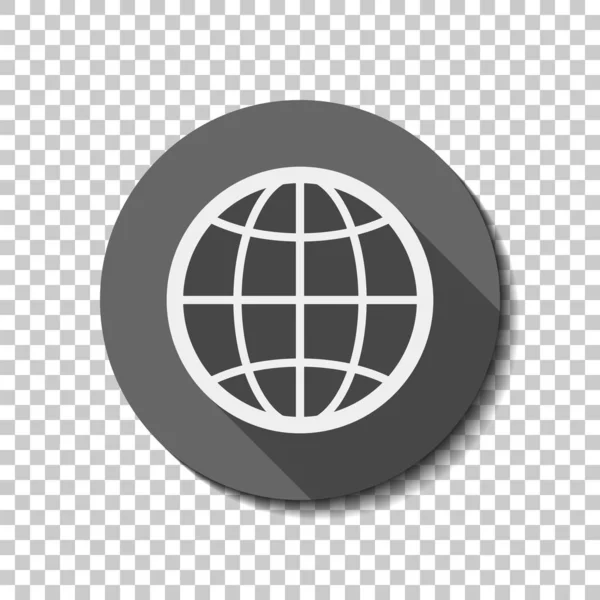 Globe Planète Silhouette Simple Icône Plate Blanche Avec Une Longue — Image vectorielle