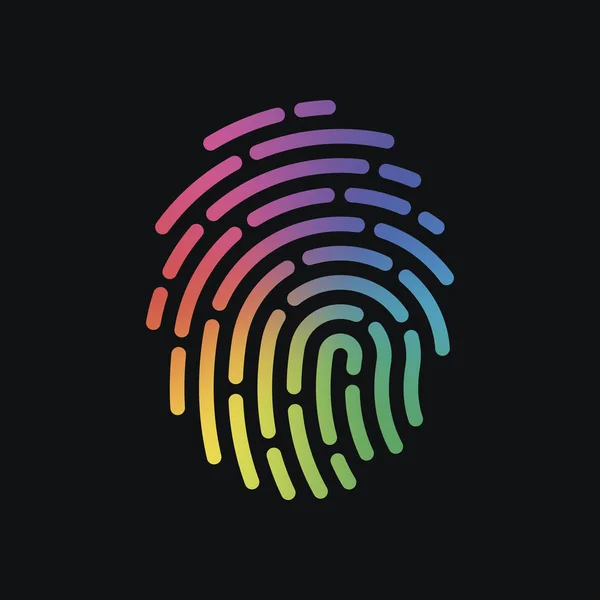 Parmak izi. Logo veya uygulama Gökkuşağı rengi ve koyu arka plan için basit simge