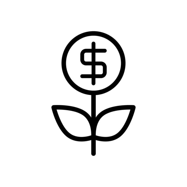 Money Flower Dollar Money Tree Linear Icon Thin Outline — Stock Vector