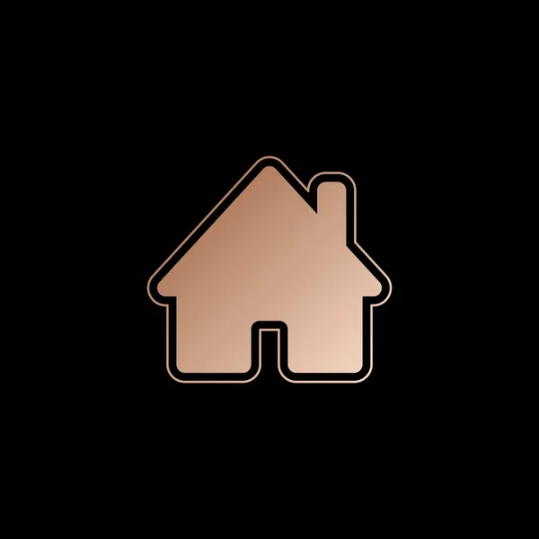 Icona Della Casa Stile Oro Rosso Sfondo Nero — Vettoriale Stock
