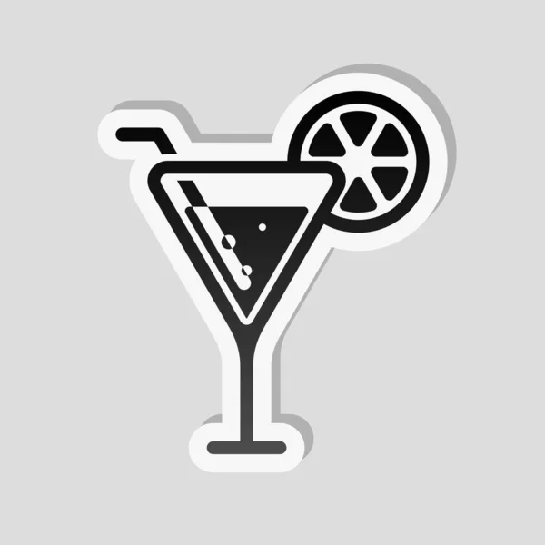 Cocktail Einfache Silhouette Sticker Stil Mit Weißem Rand Und Schlichtem — Stockvektor