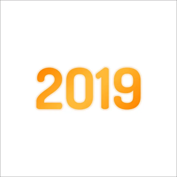 2019 Sayı Simgesi Yeni Yılınız Kutlu Olsun Portakal Işareti Beyaz — Stok Vektör
