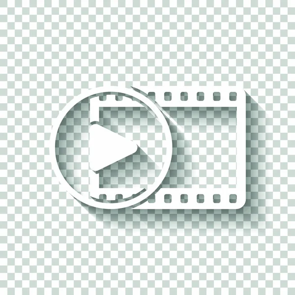 Bande Film Avec Symbole Jeu Cercle Silhouette Simple Icône Blanche — Image vectorielle