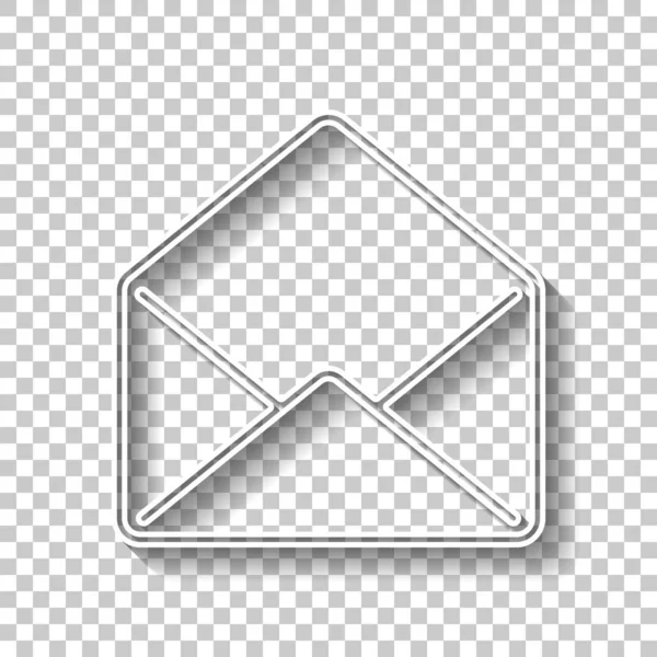 Icono Correo Abierto Señal Contorno Blanco Con Sombra Sobre Fondo — Vector de stock