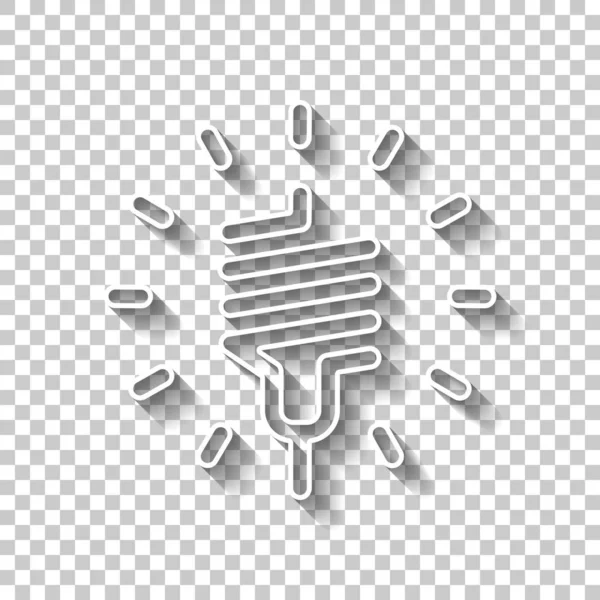 Icône Lampe Led Signe Contour Blanc Avec Ombre Sur Fond — Image vectorielle