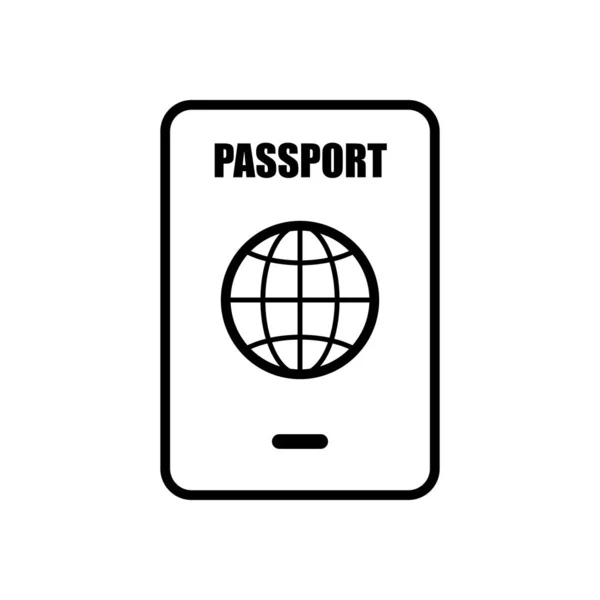 Passeport Simple Icône Icône Noire Sur Fond Blanc — Image vectorielle