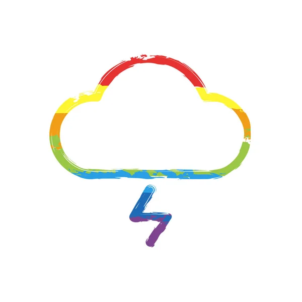 Cloud Bliksem Eenvoudig Overzicht Pictogram Lineaire Symbool Met Dunne Rand — Stockvector