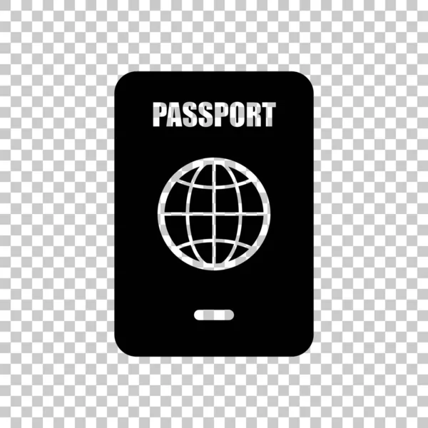 Pasaport Basit Simgesi Saydam Arka Plan Siyah Sembolü — Stok Vektör