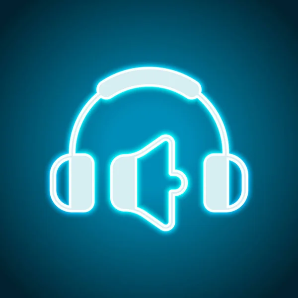 Auriculares Nivel Volumen Nivel Volumen Mínimo Icono Simple Estilo Neón — Vector de stock