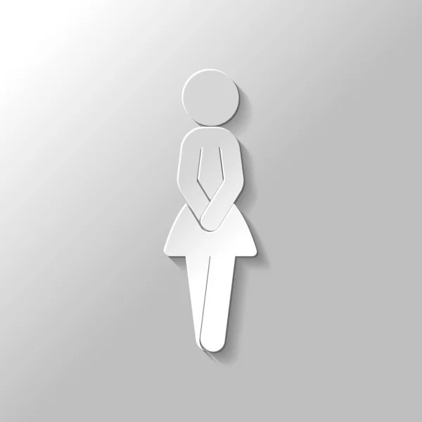 女性剪影 女人图标 背景为灰色阴影的纸张样式 — 图库矢量图片