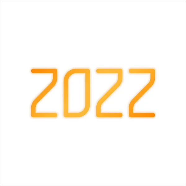 Иконка Номера 2022 Новым Годом Оранжевый Знак Низким Освещением Белом — стоковый вектор