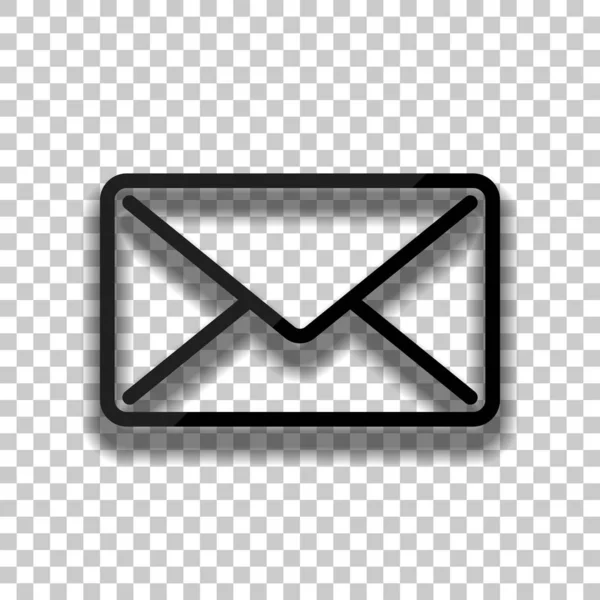 Correo Cerrar Icono Icono Vidrio Negro Con Sombra Suave Sobre — Vector de stock