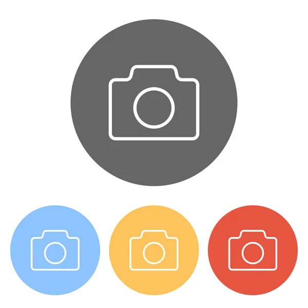 Photo Camera Linear Symbol Thin Outline Simple Icon Set White — Stock Vector