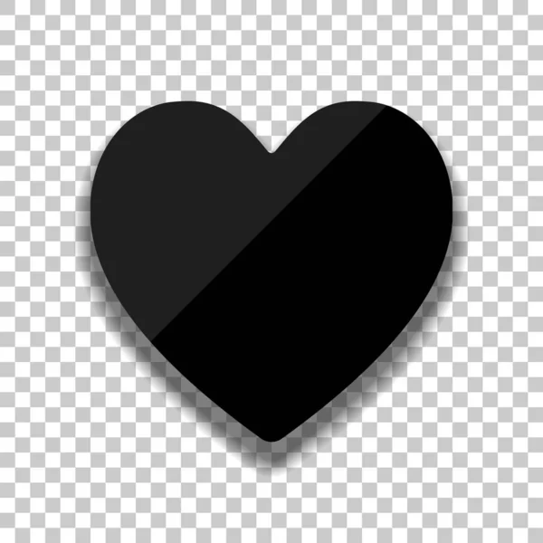 Απλή Καρδιά Εικονίδιο Μαύρο Γυαλί Εικονίδιο Μαλακό Σκιάς Διαφανές Φόντο — Διανυσματικό Αρχείο