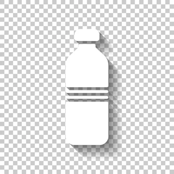 シンプルなアイコン 水のボトル 透明な背景に影のついた白いアイコン — ストックベクタ