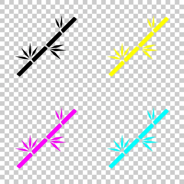 Bambu şube simgesi. Cmyk simgeleri şeffaf arka plan üzerinde renkli dizi