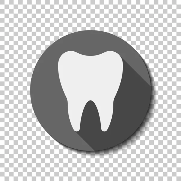 歯のシルエット シンプルなアイコン 透明な背景に円で長い影と白いフラット アイコン バッジやステッカー スタイル — ストックベクタ