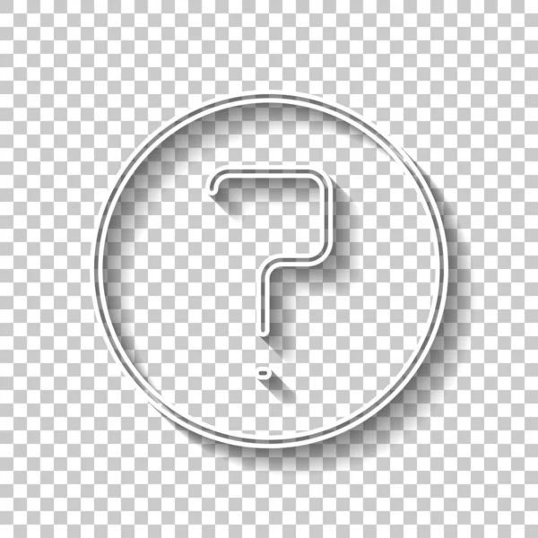 Simple Question Circle Linear Thin Outline White Outline Sign Shadow — Stock Vector