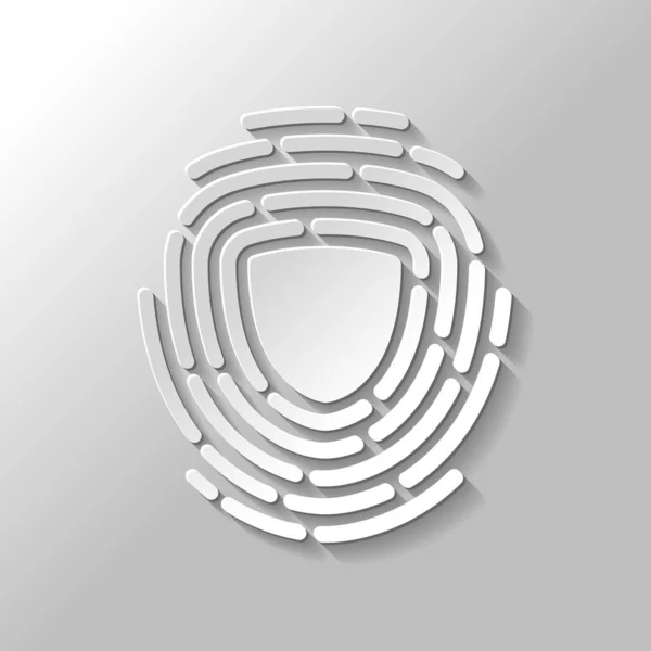 Escudo Huella Digital Logo Proteger Identificación Privada Icono Seguridad Estilo — Vector de stock