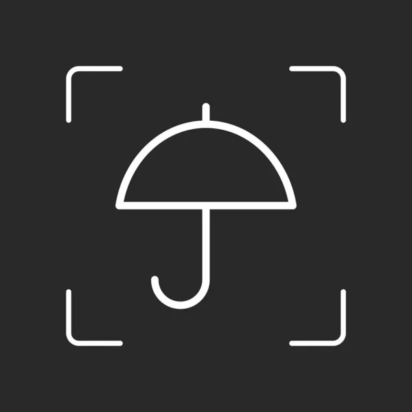Проста Значок Парасольки Лінійні Тонкі Контури Білий Єкт Автофокусі Камери — стоковий вектор