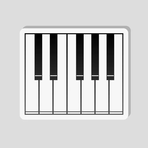 Simple Piano Icon Sticker Style White Border Simple Shadow Gray — Stock Vector