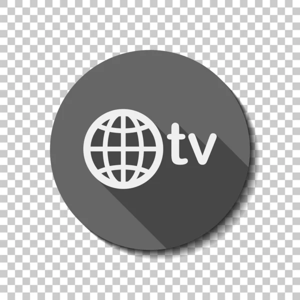 Domaine Pour Les Médias Télévision Globe Télévision Icône Plate Blanche — Image vectorielle