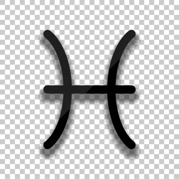 Signo Astrológico Piscis Icono Simple Icono Vidrio Negro Con Sombra — Vector de stock