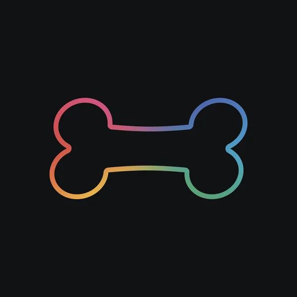 Icono Hueso Perro Color Arco Iris Fondo Oscuro — Vector de stock