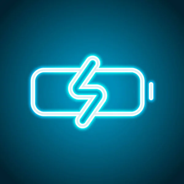简单的充电电池 充电水平 霓虹灯风格 浅色装饰图标 明亮的电符号 — 图库矢量图片