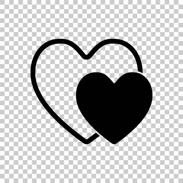 Два Сердца Простая Иконка Черный Значок Прозрачном Фоне — стоковый вектор