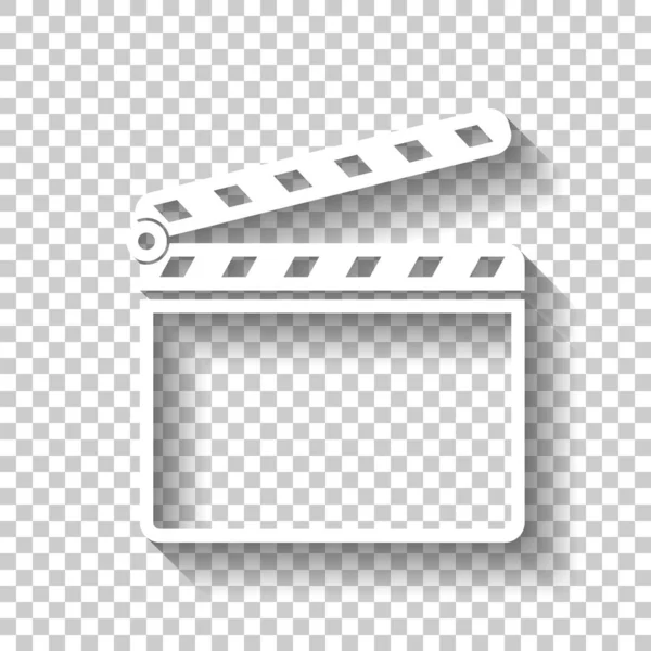 Film Clap Board Cinéma Ouvrir Icône Icône Blanche Avec Ombre — Image vectorielle