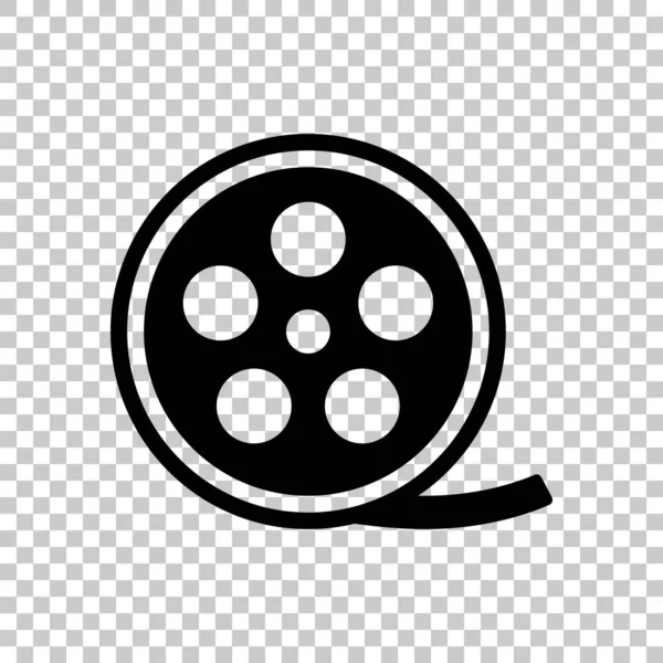 Filmrolle Alte Filmstreifen Ikone Kino Logo Schwarzes Symbol Auf Transparentem — Stockvektor