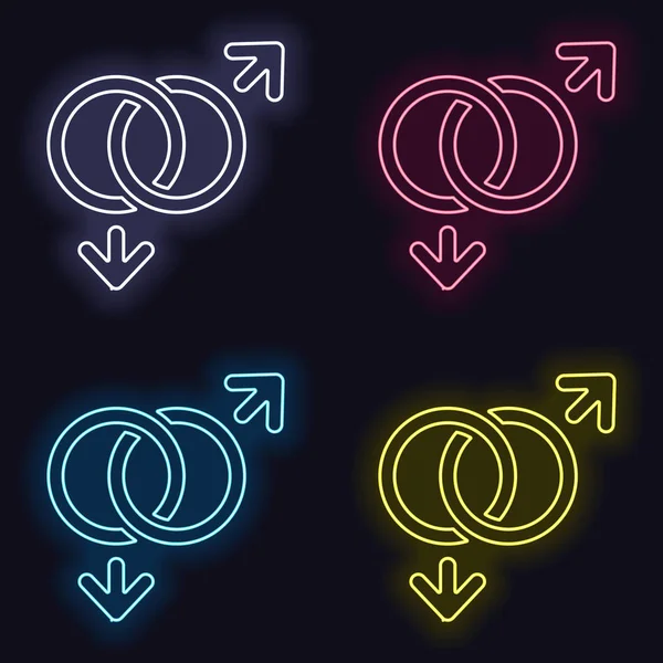 Gender Symbol Linear Symbol Simple Gay Icon Set Neon Sign — Stock Vector