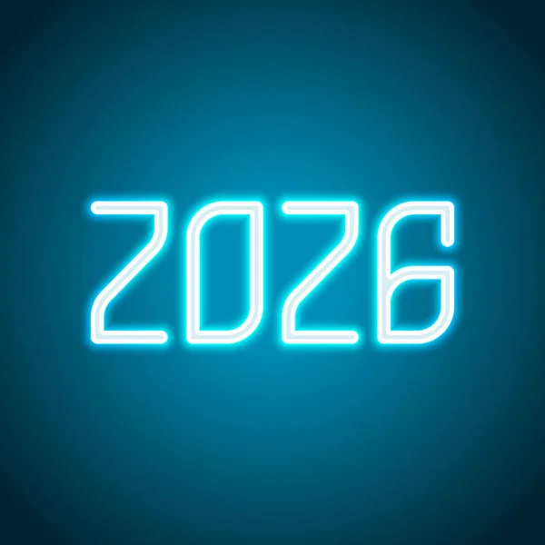 2026 Sayı Simgesi Yeni Yılınız Kutlu Olsun Neon Tarzı Işık — Stok Vektör