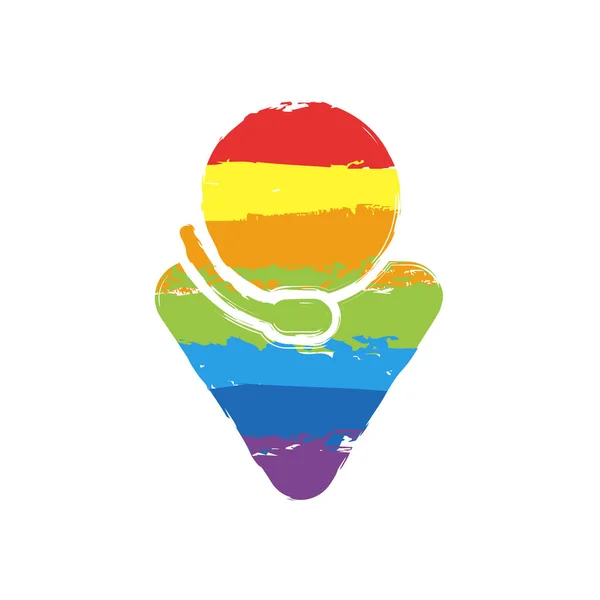 Centro Llamadas Símbolo Masculino Signo Dibujo Con Estilo Lgbt Siete — Vector de stock