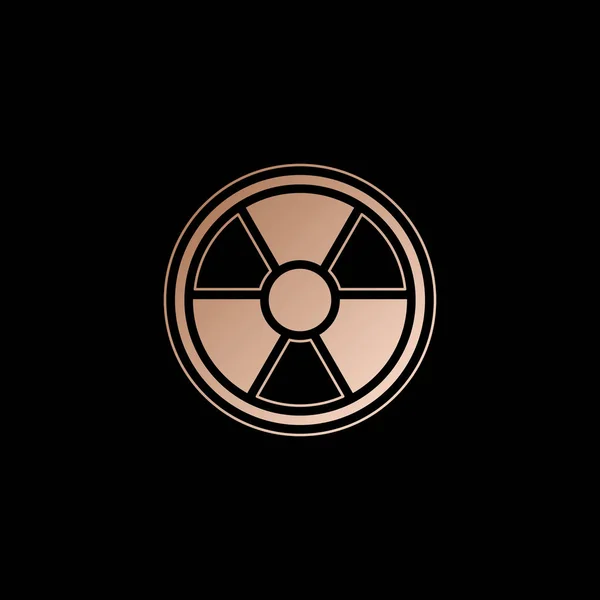 Κινδύνου Ακτινοβολία Απλή Σιλουέτα Κόκκινο Χρυσό Στυλ Μαύρο Φόντο — Διανυσματικό Αρχείο