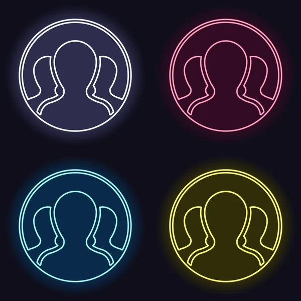 Daire, kaç kişi takımı. Neon işareti kümesi. Koyu arka plan üzerinde casino tarzı. Seamless modeli