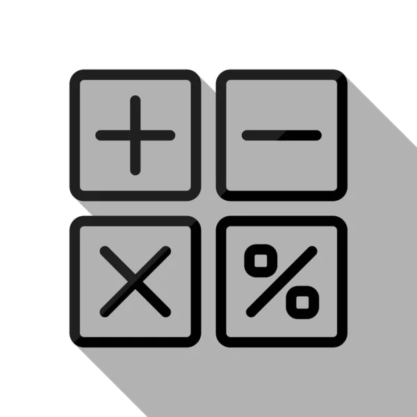 Icono Simple Calculadora Objeto Negro Con Sombra Larga Sobre Fondo — Archivo Imágenes Vectoriales