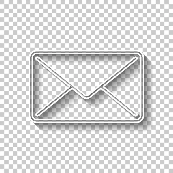 Mail Schließen Symbol Weißes Umrissschild Mit Schatten Auf Transparentem Hintergrund — Stockvektor