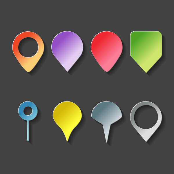 colored map labels set with paper style. icon set