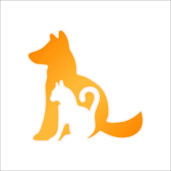 Icône Chat Chien Panneau Orange Avec Faible Luminosité Sur Fond — Image vectorielle