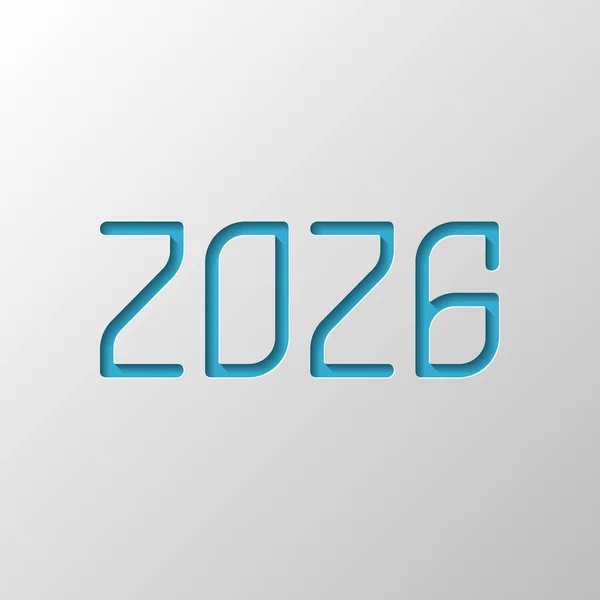 Ikon Nomor 2026 Selamat Tahun Baru Desain Kertas Simbol Dipotong - Stok Vektor