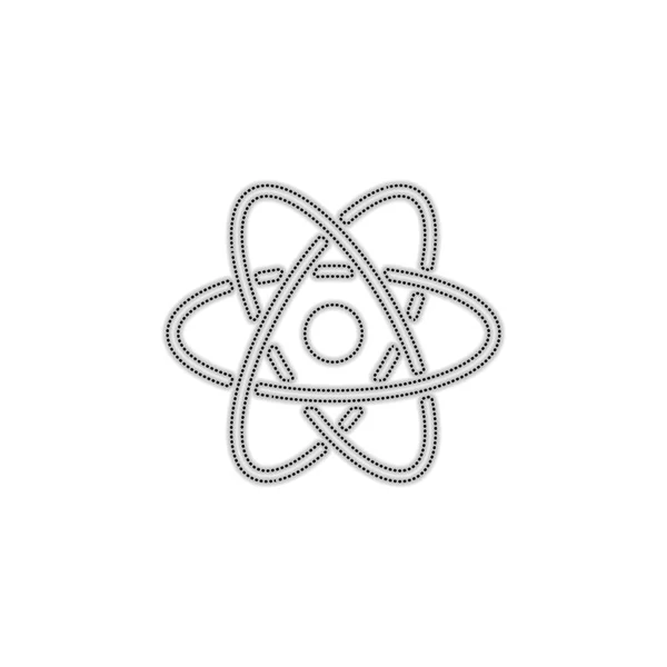 Bilimsel Atom Sembolü Basit Simgesi Noktalı Anahat Siluet Gölge Beyaz — Stok Vektör