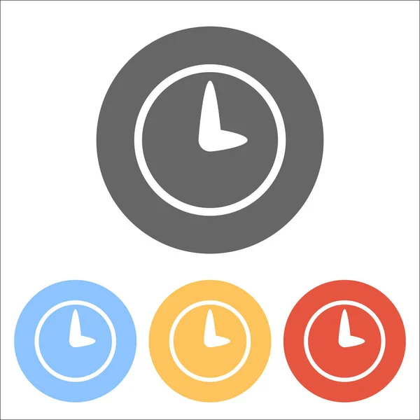 Simple Icône Horloge Ensemble Icônes Blanches Sur Les Cercles Colorés — Image vectorielle