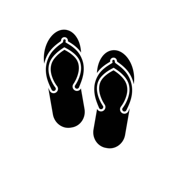 Beach Slippers Flip Flops Icon Black White Background — Stock Vector