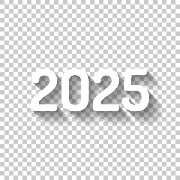 Ikon Nomor 2025 Selamat Tahun Baru Ikon Putih Dengan Bayangan - Stok Vektor