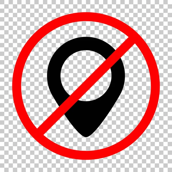 Harita etiketi simgesi. Siyah kırmızı uyarı işareti şeffaf arka plan ile nesnesinde izin yok
