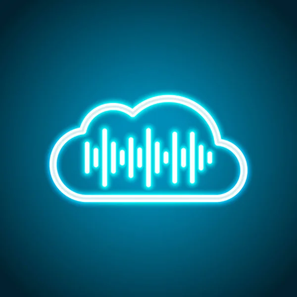 Icono Simple Con Nube Onda Ecualizador Sonido Delgado Contorno Estilo — Vector de stock