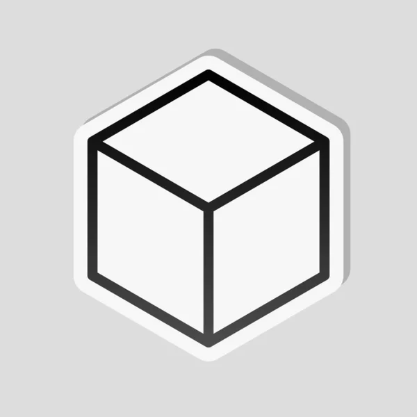 Cube Vide Géométrique Icône Contour Simple Style Autocollant Avec Bordure — Image vectorielle