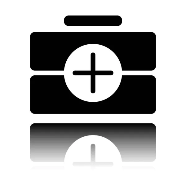 Elsősegély Készlet Egyszerű Ikonra Tükörképe Fehér Alapon Fekete Ikon — Stock Vector